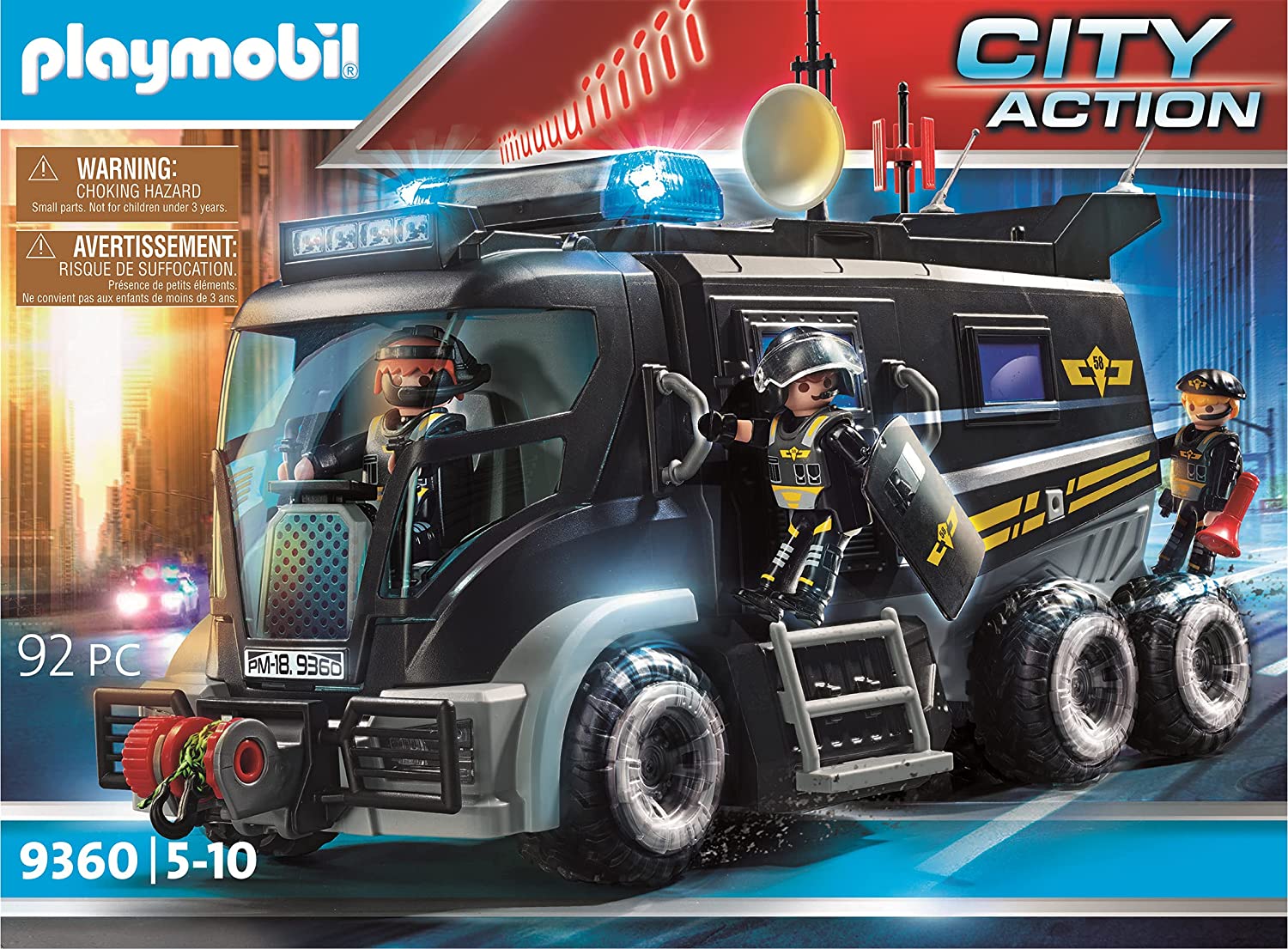 SEK-Truck mit Licht und Sound 4 Figuren 92 Teile Playmobil City Action 9360 
